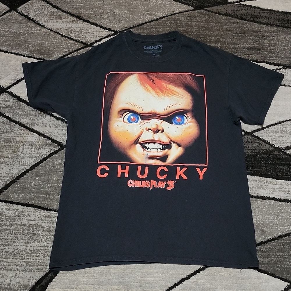 VINTAGE CHUCKY CHILD'S PLAY 3 BLACK CREWNECK UNISEX TEE-SHIRT